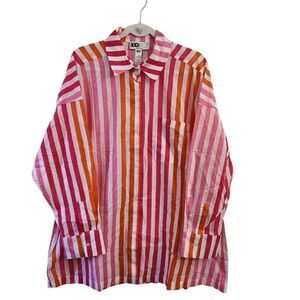 Beach Riot Alexa Top Plus Size 16-22 Striped Button Front Oversized Coverup NWOT